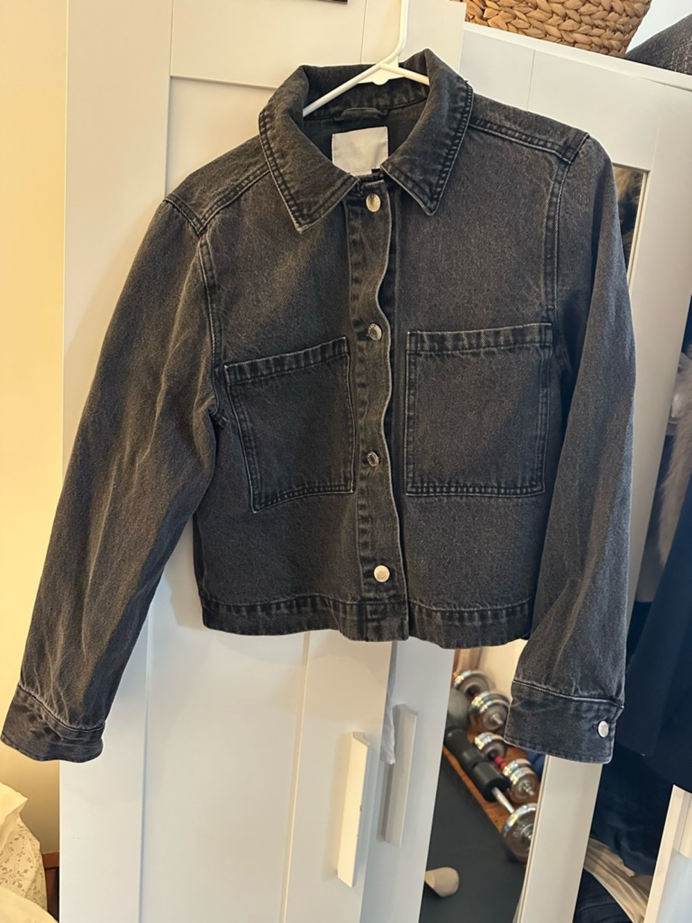 Classic Black Washed Denim Women’s Jacket - boxy fit